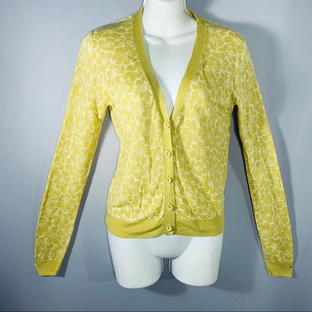 Yellow printed cardigan